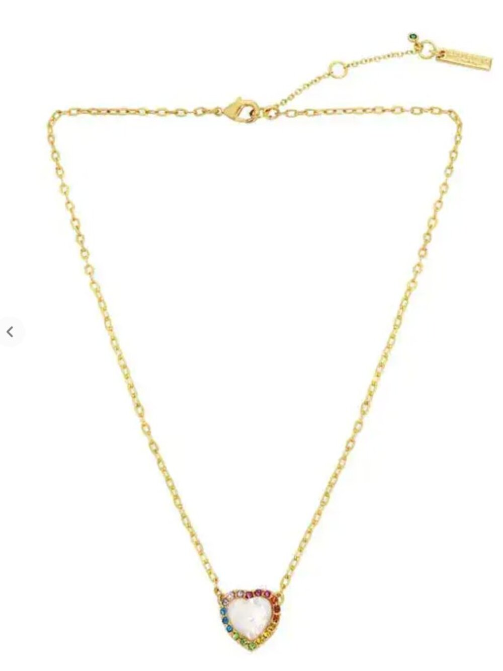 NWT KURT GEIGER LONDON OPAL HEART HALO PENDANT NECKLACE GOLD TONE W DUST BAG
